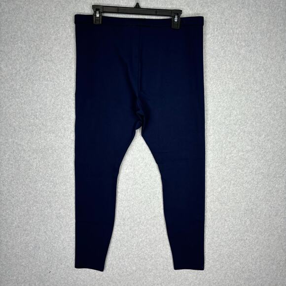 Lands End Legging Womens Large Navy Ankle Basic Elastic Waist High Rise Thick - Picture 7 of 11